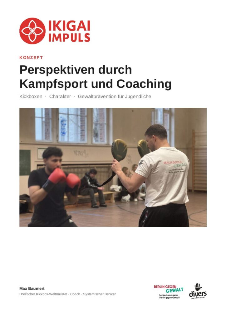 Titelseite des Konzepts Ikigai Impuls, Perspektiven durch Kampfsport und Coaching